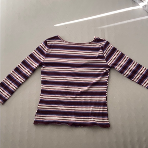 Mudd Burgundy striped long sleeve - Picture 6 of 9